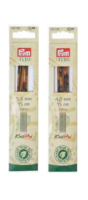 《Prym》プリム・1530　あみ針　四角棒針　5本入　ナチュラルウッド・ダブルポイント　 ※個別販売※　全長：15cm/（3.5/4.0mm）　 あみ針　編み物　四角形　224133-224134　Knit Pro ニットプロ　キューブ　キュービック