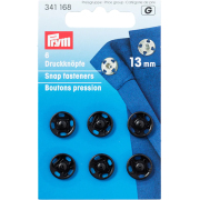 《Prym》プリム・スナップボタン（ホック）丸型　ブラック　13mm/6セット入り 　341168
