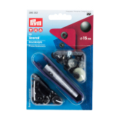 《Prym》プリム　スナップ　アノラック 　径15ｍｍ/10セット入キット付　ブラック　 ナイロン地・レインウェアやバッグ・カバンにもオススメ