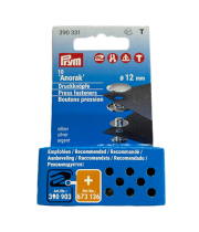 《Prym》プリム　スナップ　アノラック 　径12ｍｍ/10セット　リフィール　シルバー　 ナイロン地・レインウェアやバッグ・カバンにもオススメ