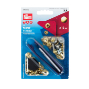 《Prym》プリム　スナップ　アノラック 　径12ｍｍ/10セット入キット付　ゴールド　 ナイロン地・レインウェアやバッグ・カバンにもオススメ