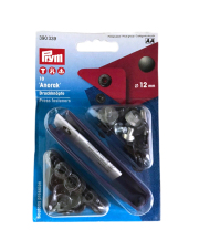 《Prym》プリム　ドイツ・スナップ　アノラック 　径12ｍｍ/10セット入　ブラック ナイロン地・レインウェアやバッグ・カバンにもオススメ　390339