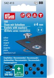 《Prym》プリム・ハトメ　片面　シルバー　4ｍｍ/100セット入　リフィール　ヴァリオ　VARIO Creative Tool　542413