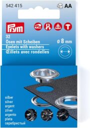 《Prym》プリム・ハトメ　片面　シルバー　8ｍｍ/32セット入　リフィール　ヴァリオ　VARIO Creative Tool　542415