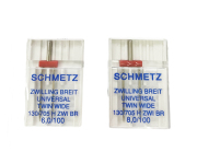 《SCHMETZ》※2本針（ZWI）・ユニバーサル / 16番（#100）幅6.0mm・8.0mm　2種類よりお選びください　 シュメッツ　ドイツ製　家庭用ミシン針　 ユニバーサル（万能タイプ）UNIVERSAL　130/705H