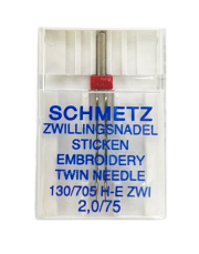 《SCHMETZ》※2本針（ZWI）・刺繍 / 11番（#75）幅2.0mm　シュメッツ　ドイツ製　 家庭用ミシン針　　 EMBROIDERY　130/705H-E