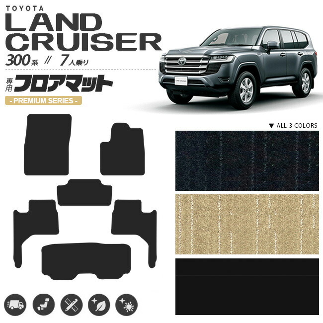 トヨタランドクルーザー300フロアマットPMシリーズ新型7人乗り専