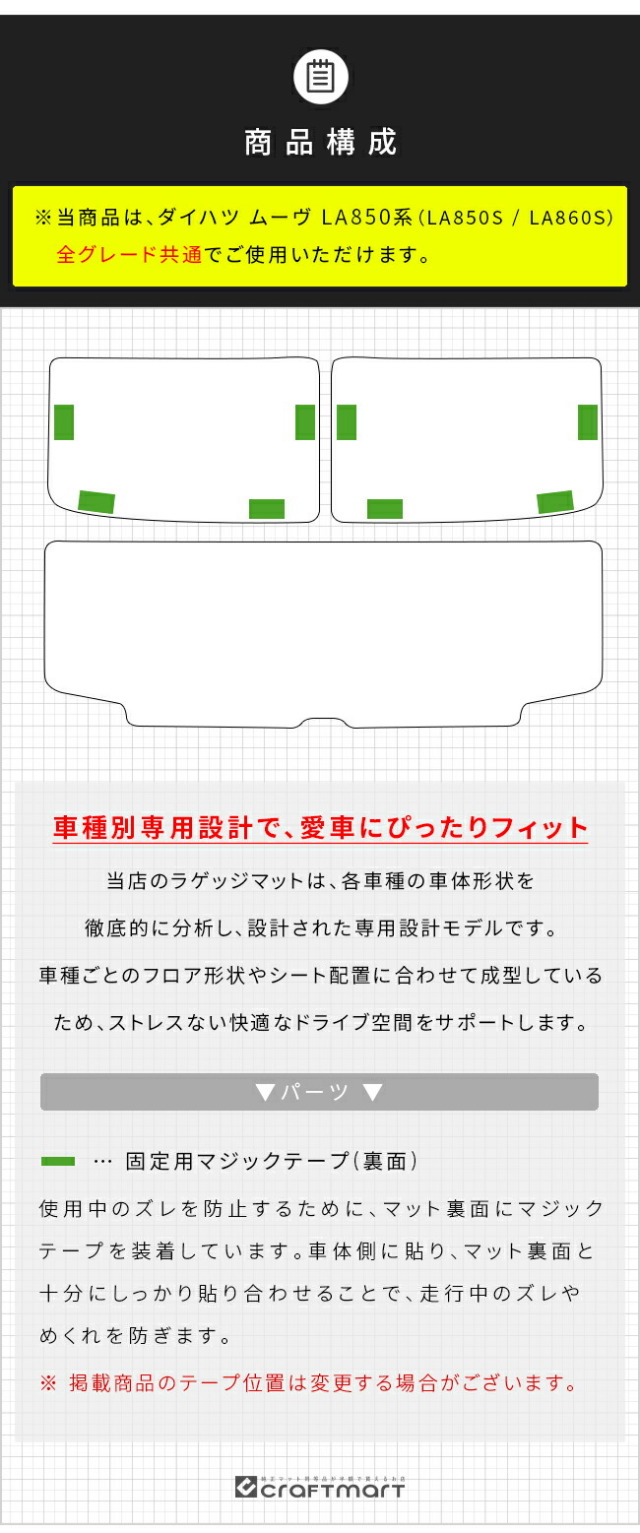 ダイハツ新型ムーヴラゲッジマットDXシリーズLA850SLA860S専用ア