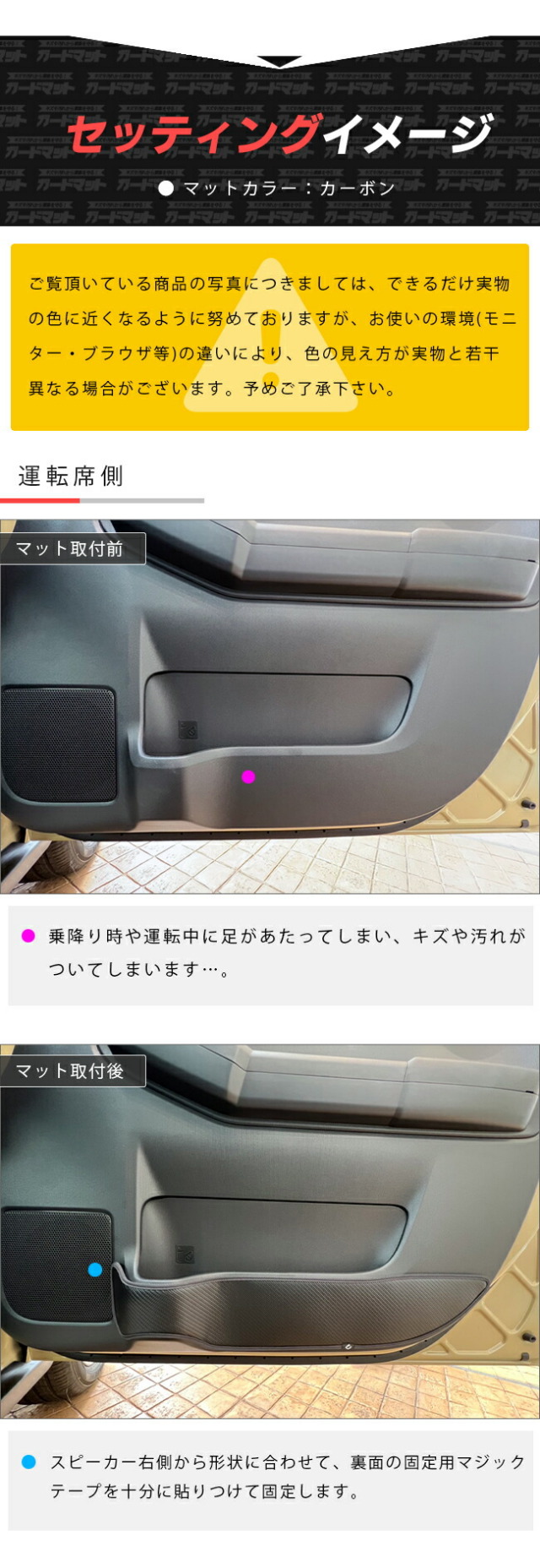 ダイハツタフトガードマットキックガードドアトリム用内装カスタ