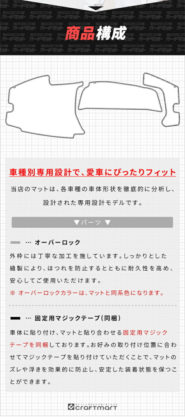 ダイハツタントダッシュボードマット3枚組LA650系LA660系専用アク