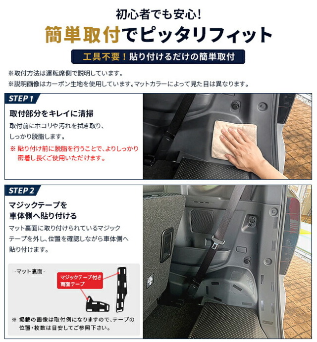 面ファスナーで簡単取付ラゲッジサイドガードマット