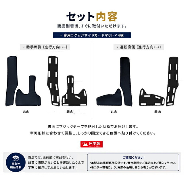 ダイハツタントLA650SLA660Sラゲッジサイドガードマット4枚組キズ汚れ防止車種専用設計
