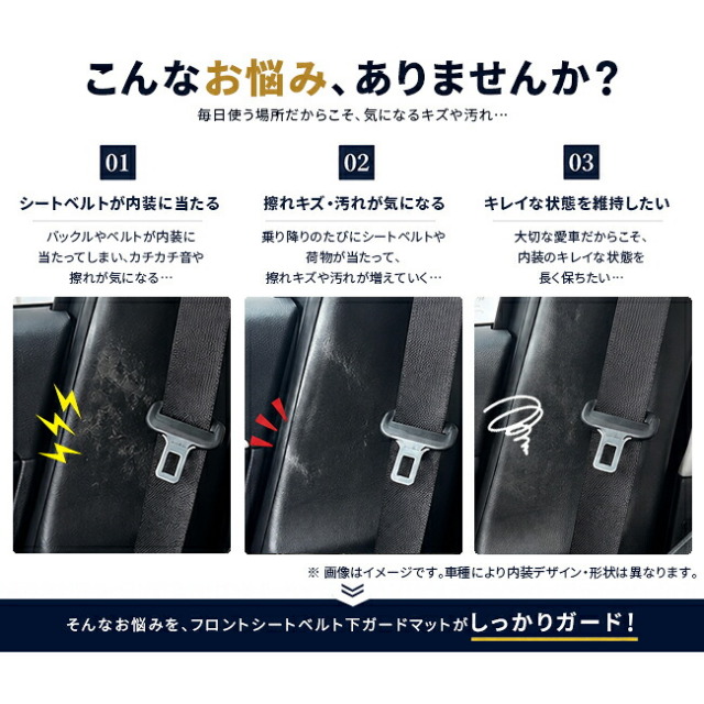 ダイハツタントLA650SLA660Sフロントシートベルト下ガードマット運転席1枚キズ汚れ防止