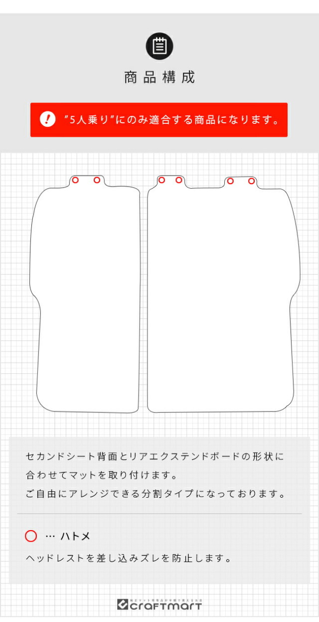 ホンダ新型フリードGT系5人乗りフロアマットセカンドシート背面用