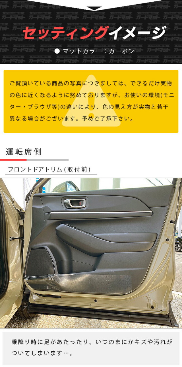 ヴェゼルRV系ガードマットセットキックガードドアトリム用カーボ
