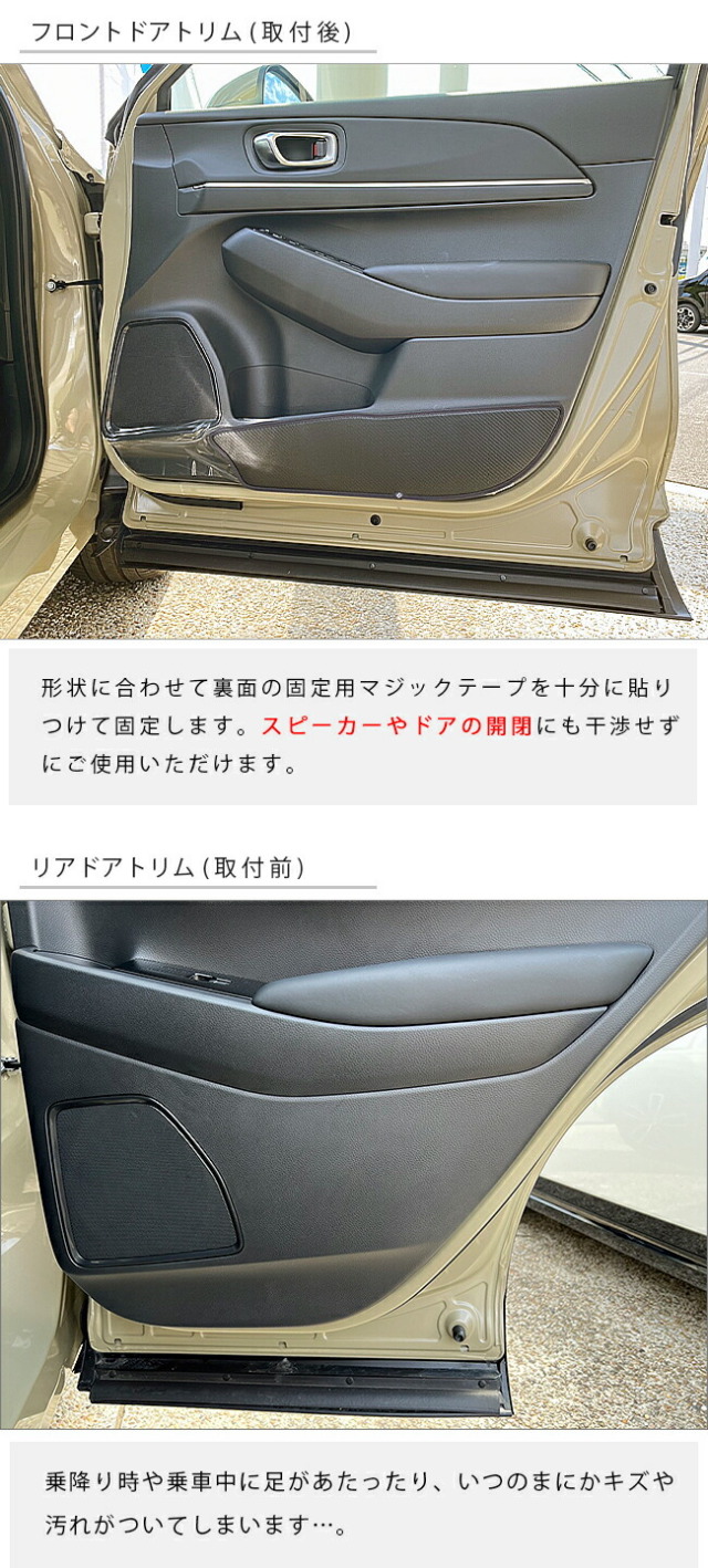 ヴェゼルRV系ガードマットセットキックガードドアトリム用カーボ
