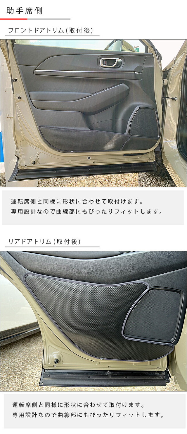 ヴェゼルRV系ガードマットセットキックガードドアトリム用カーボ