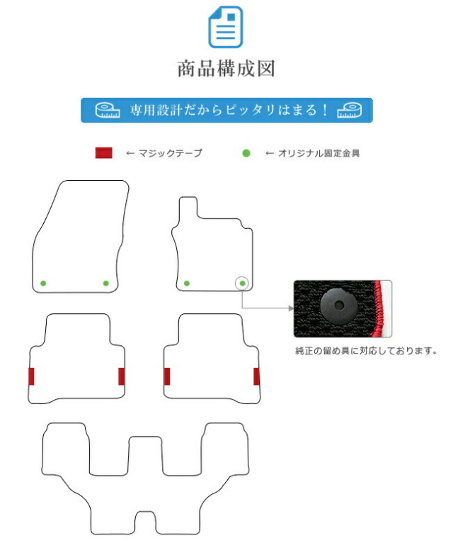 フォルクスワーゲンゴルフトゥーラン1TCZDSTDマットカーマット内