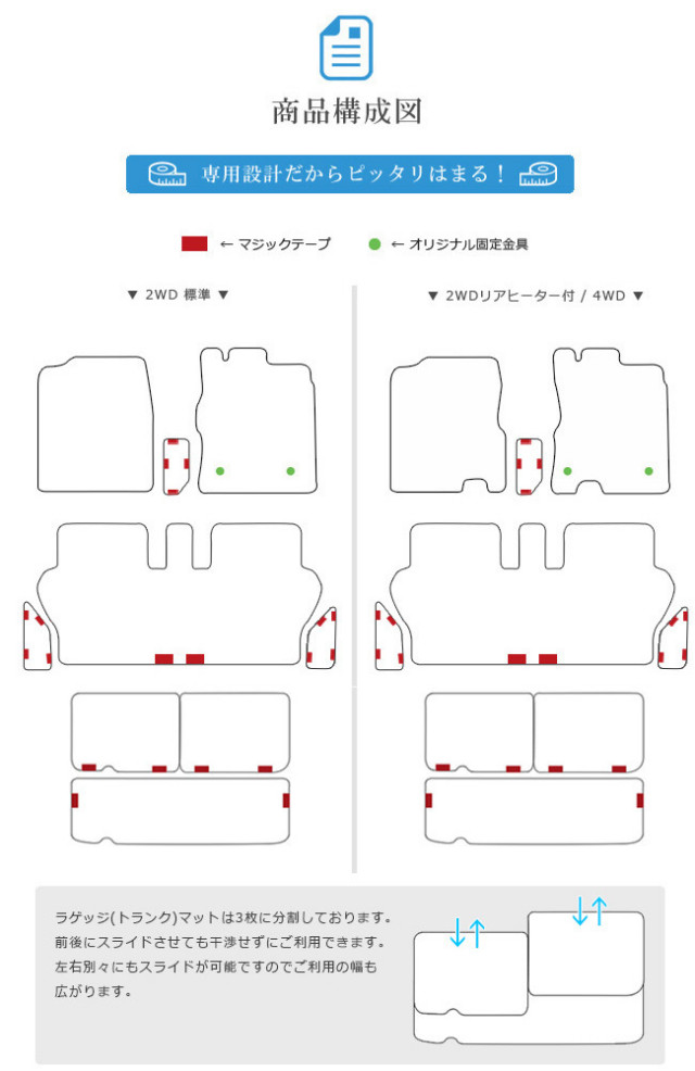 ダイハツムーブキャンバスフロアマットセットラゲッジマットSTDマ