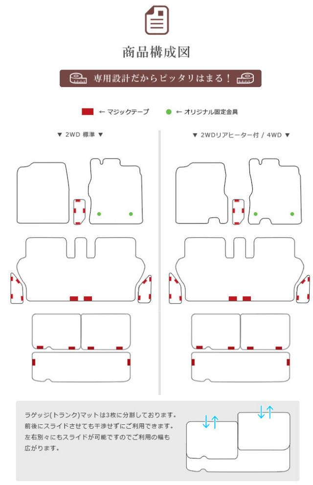 ダイハツムーブキャンバスフロアマットセットラゲッジマットDXマ