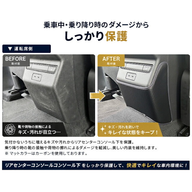 CX-5KM系リアセンターコンソール下部専用ガードマット装着状態