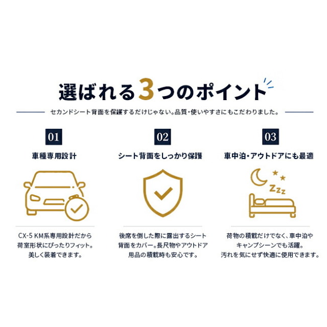 車種専用設計でフィットするCX-5KM系専用セカンドシート背部マット
