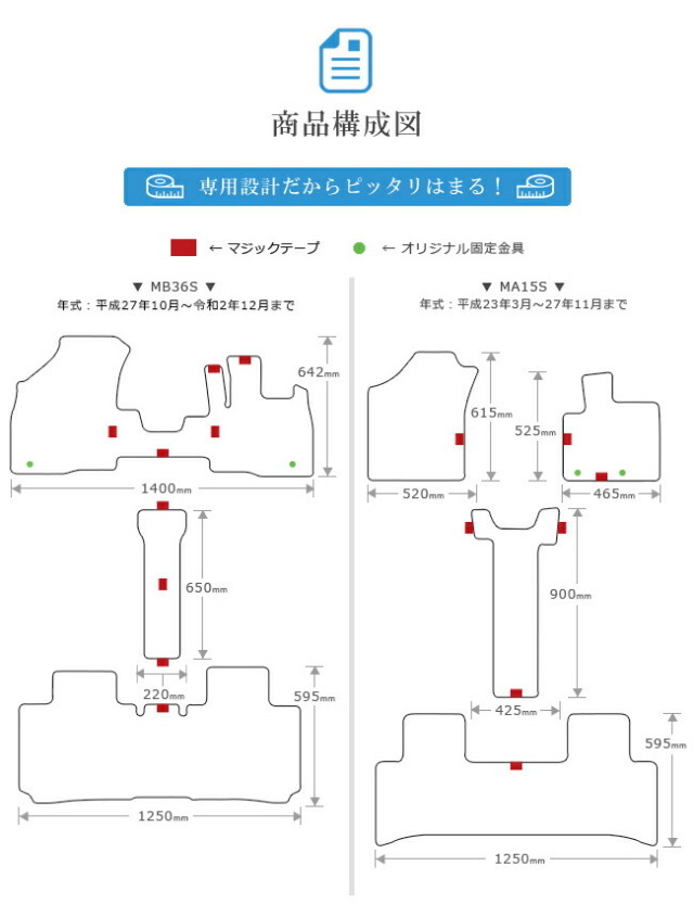 デリカD2フロアマットSTDマットMB15SMB36S車1台分フロアマット純