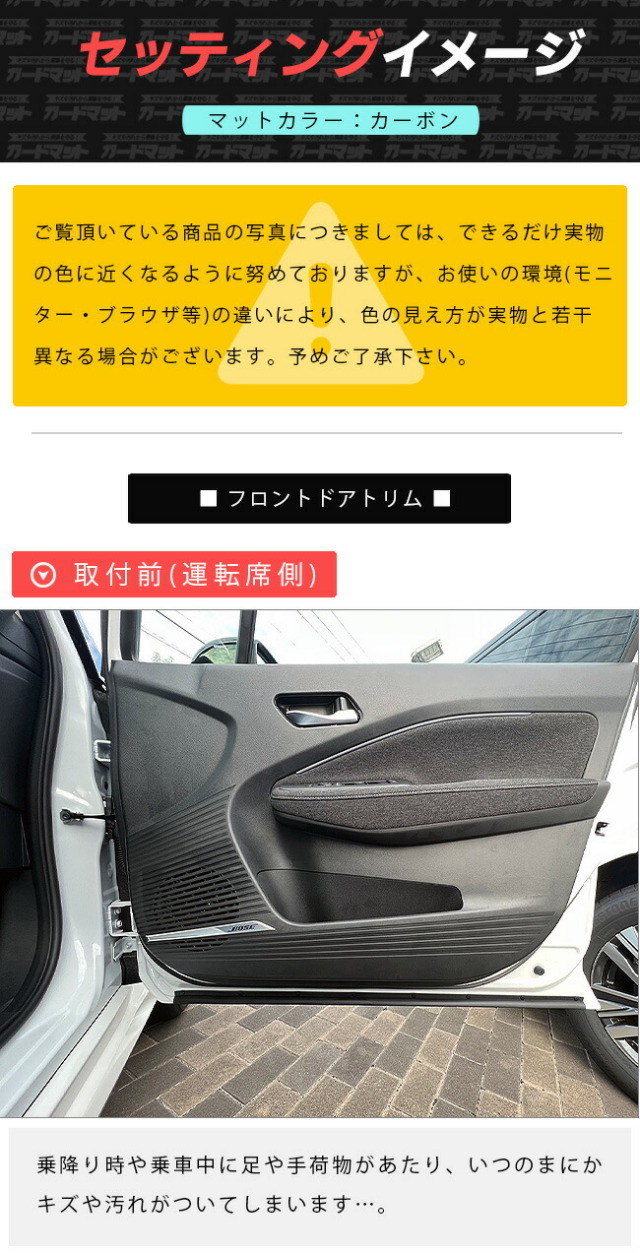 日産オーラガードマットキックガードフロントドアトリムリアドア