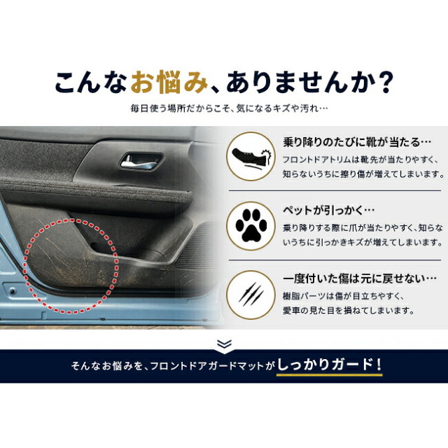 日産キックスドアトリムをキズや汚れから守る車種専用ガードマット