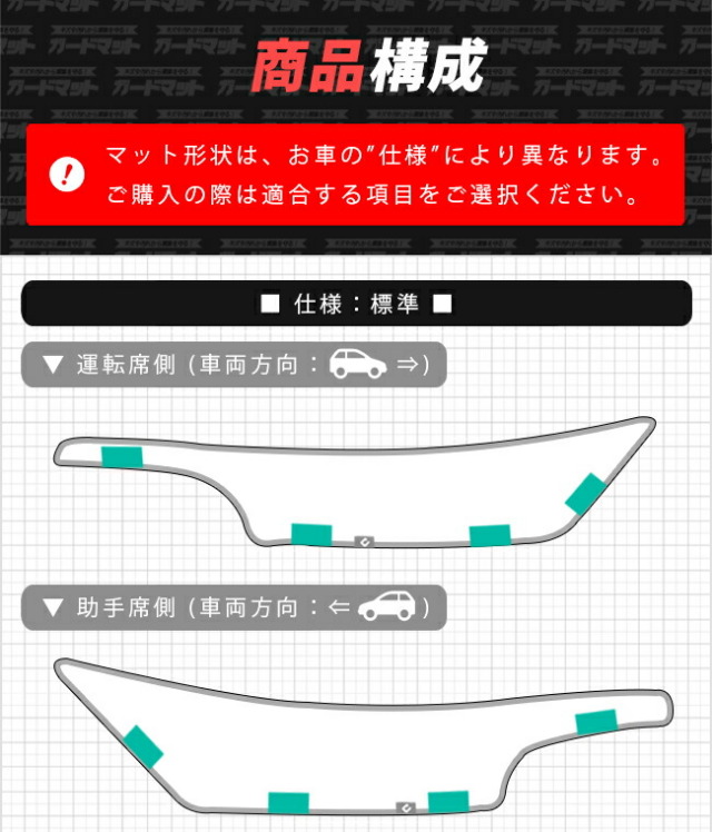 日産ノートガードマットキックガードセンターコンソール下用2枚組e-P