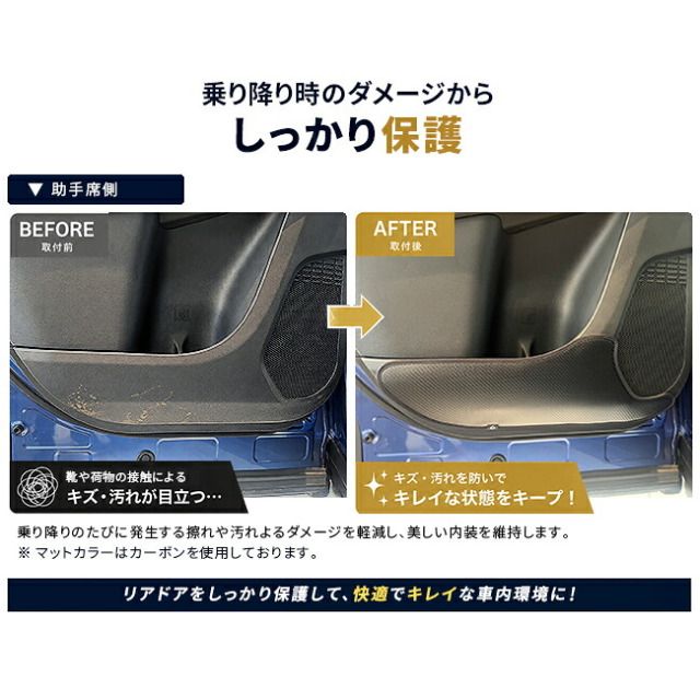 スバルトレイルシーカーリアドア保護マット装着前後比較