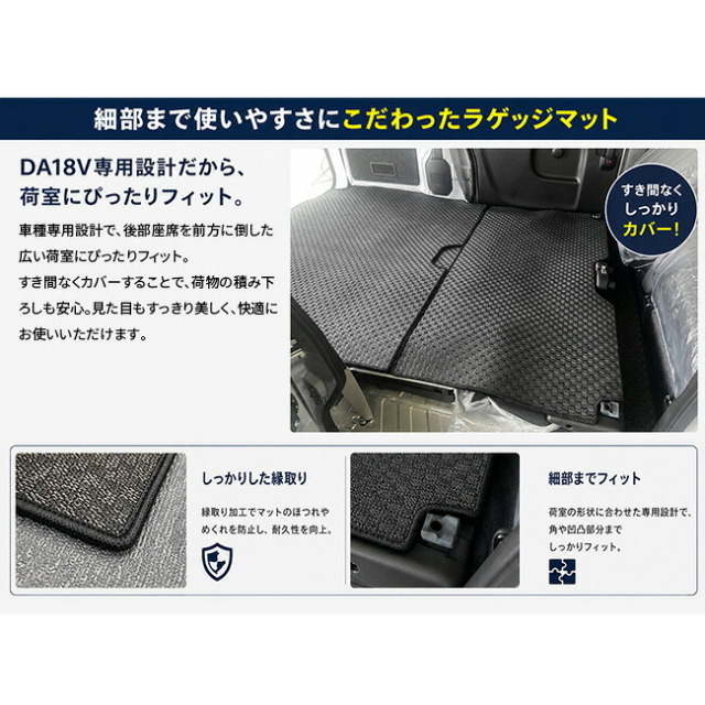 エブリイバンDA18V後部座席を倒した状態に対応した荷室マット