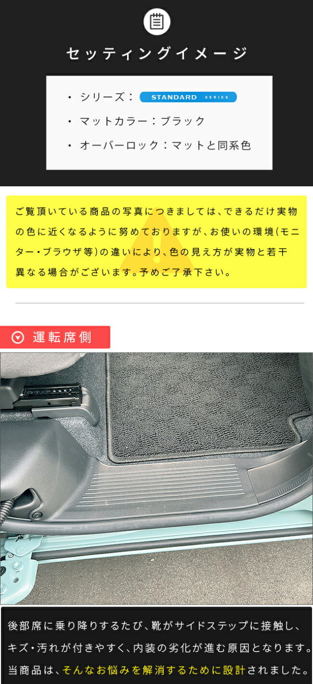 スズキスペーシアリアサイドステップマットMK03系専用DXシリーズ