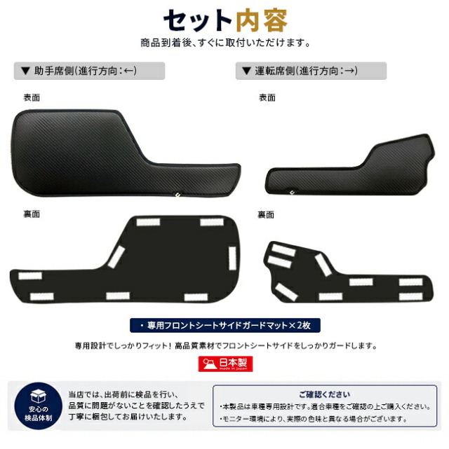 クロスビーMN71SMN81Sフロントシートサイドガードマットセット内容