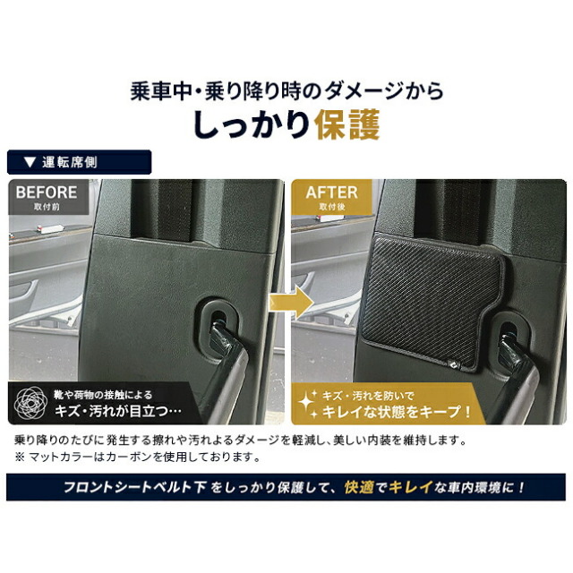 トヨタハイエース200系フロントシートベルト下ガードマット2枚組標準ボディアクセサリ