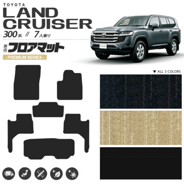 トヨタランドクルーザー300フロアマットPMシリーズ新型7人乗り専