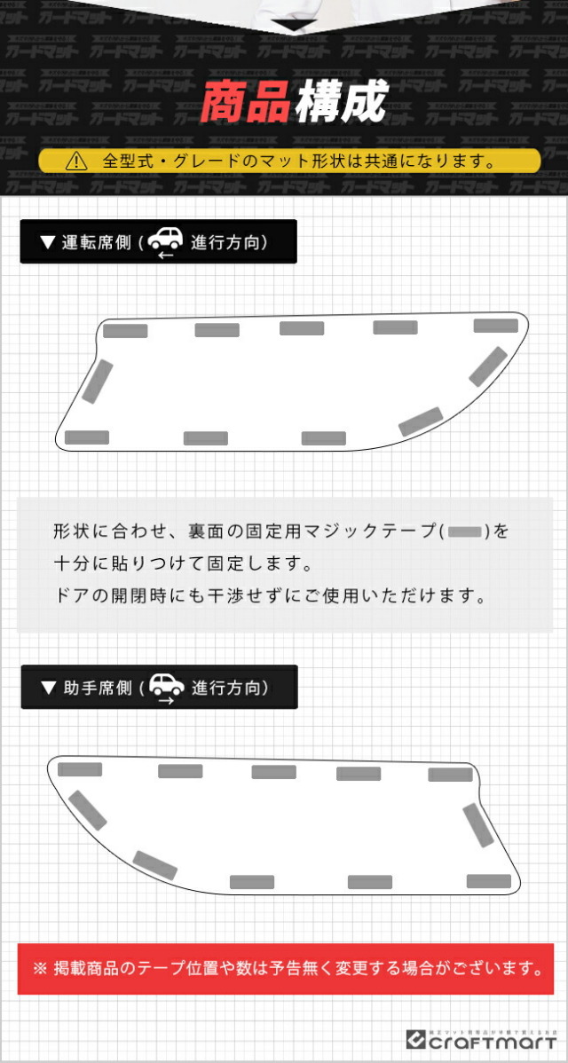 トヨタrav450系ガードマットキックガードフロントドアトリム専用