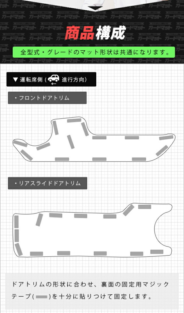 トヨタ ノア 90系 ガードマット フロントドアトリム リアスライド