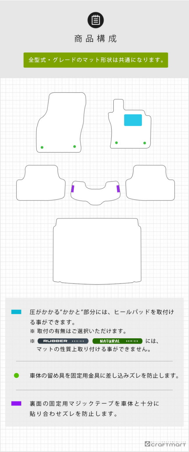 フォルクスワーゲンゴルフRCD系フロアマットラゲッジマットセット