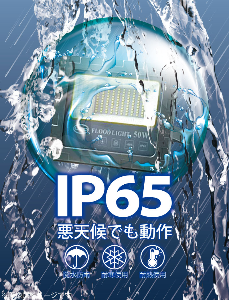 LED投光器 DC24V仕様 50Wで6000lm(500W相当) 防水 昼光色 LEDライト 作業灯 ワークライト アース付き2Pコード