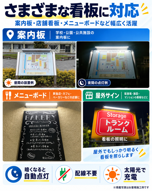 ソーラー看板灯 看板照明 LED太陽光ライト ソーラーライト ソーラー
