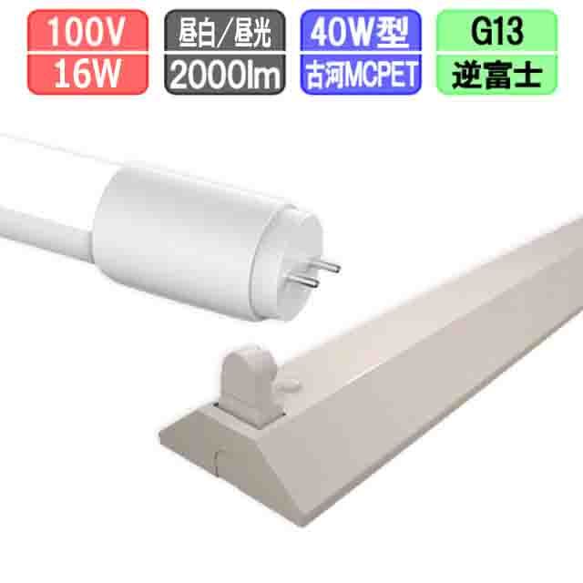 40W・1灯用逆富士型器具とLED蛍光灯 超節電型 40W形 2000lm 昼光色
