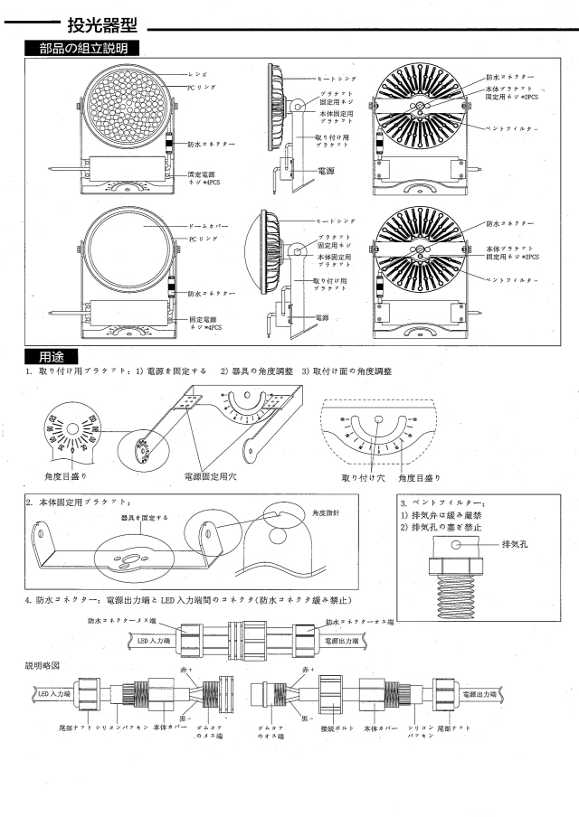 高天井用投光器 水銀灯４００Ｗ対応 直付け型 ＬＥＤ 昼白色 ９０Ｗ 電源別置き型