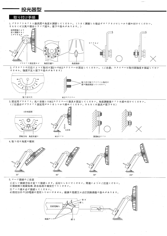高天井用投光器 水銀灯400W対応 直付け型 LED 昼白色 90W