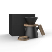 【数量限定】DHPO セラミックプアオーバーコーヒードリッパーセット 高温焼成セラミック アクセサリ V60ドリッパ 木製ハンドル ブラック 590ml 珈琲