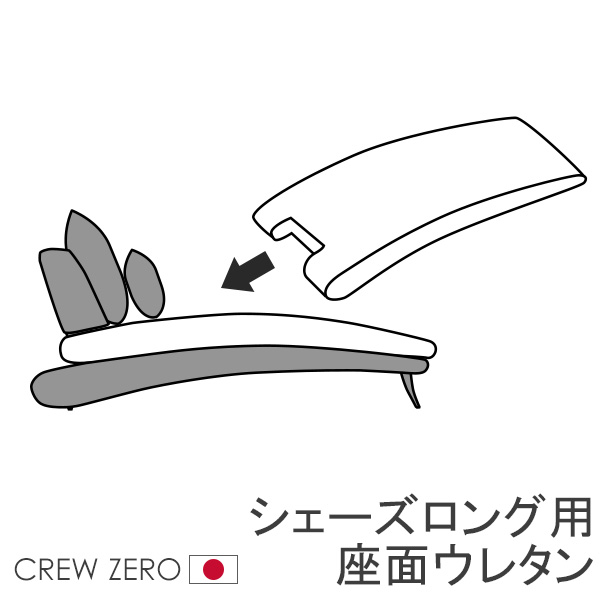 クルー・ゼロ日本製用ウレタン シェーズロングソファS/L用(幅70/80cm)