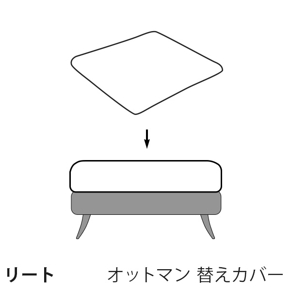 カバー 通常宅配便  替えカバー  リート オットマン用 座面クッションのカバー 受注生産品