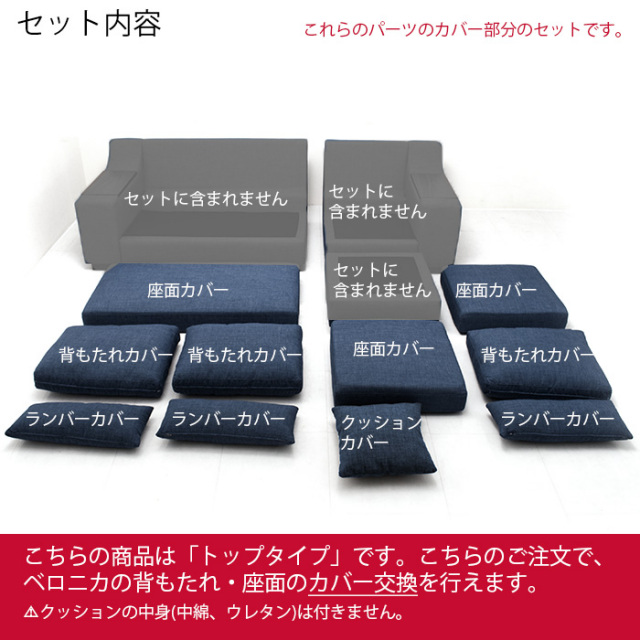 替えカバーセット [ベロニカ専用] トップ用 通常宅配便 座面＋背面の