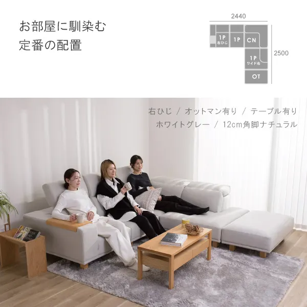 アイビーコーナーソファセット設置例　お部屋に馴染む定番の配置