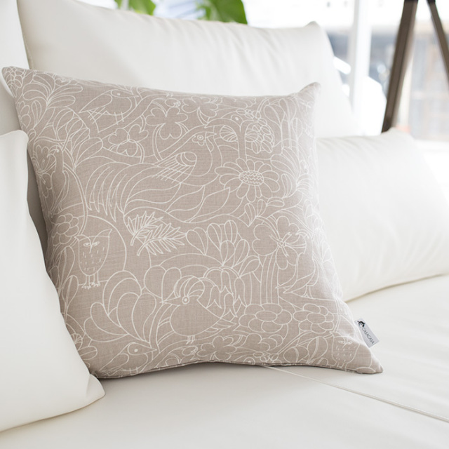 クッションカバー 45×45北欧生地 Borascotton Twitters2 ベージュ